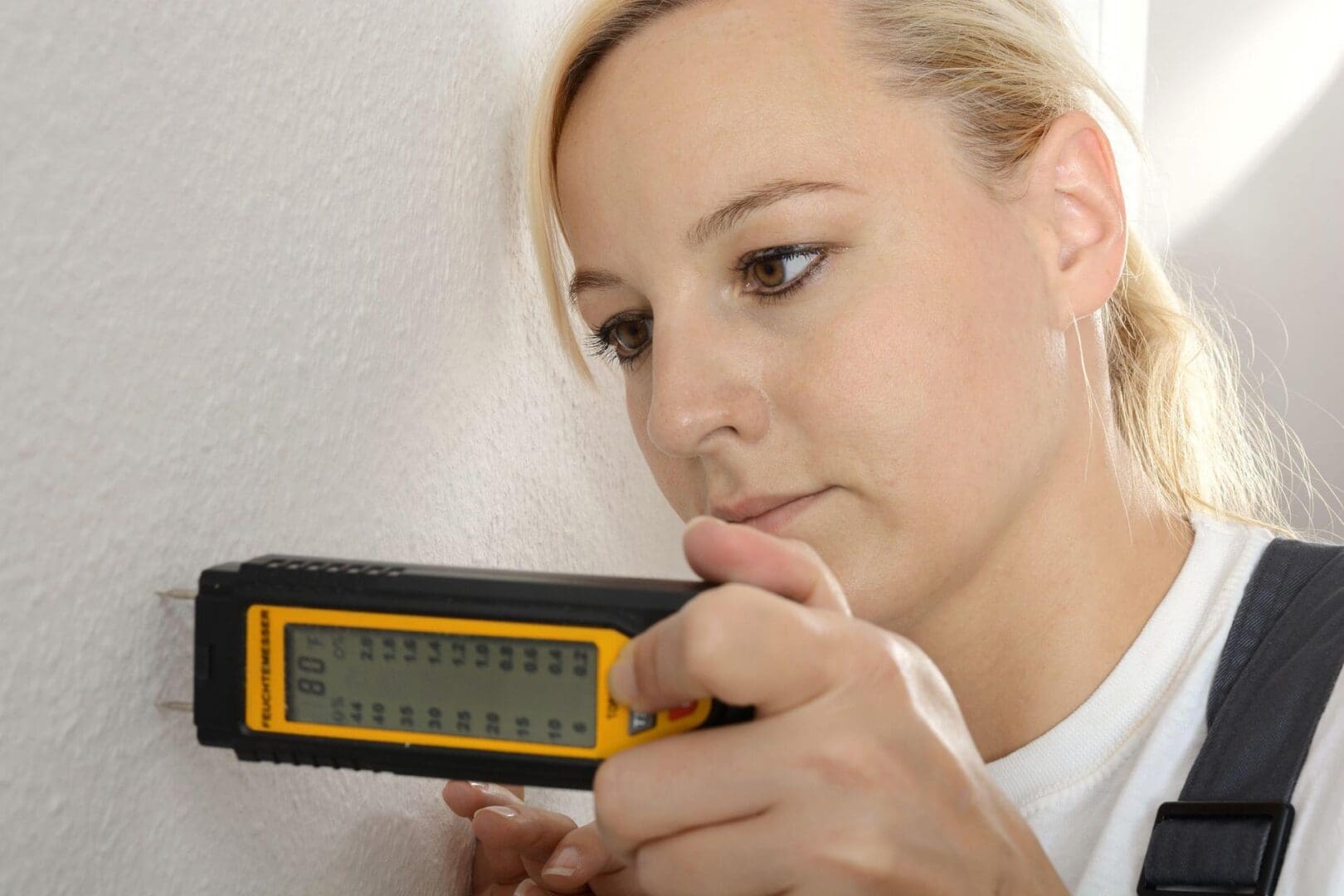 A woman holding a timer in her hand.